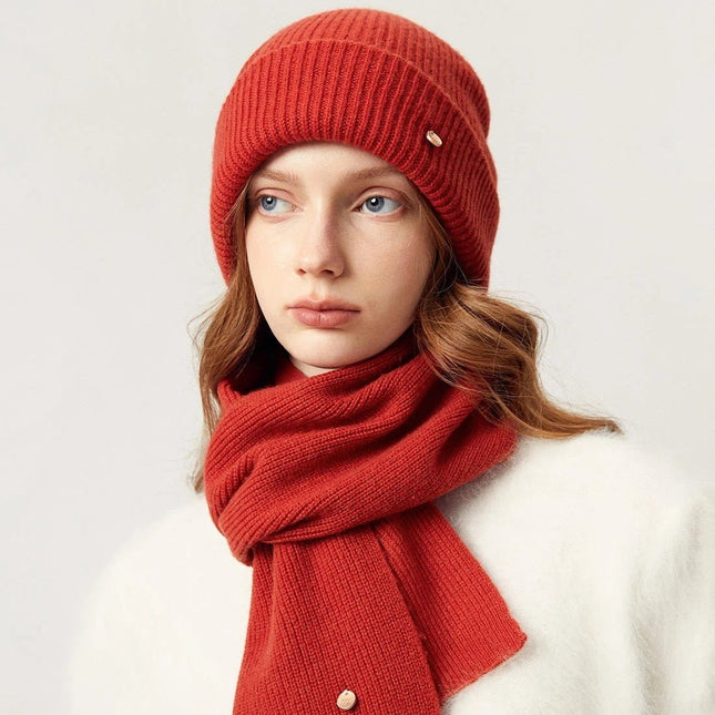 Ensemble bonnet et écharpe en laine - Rouge - Ajustable (du 54 au 59) | La boutique du chapeau