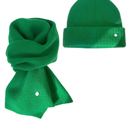 Ensemble bonnet et écharpe en laine - Vert - Ajustable (du 54 au 59) | La boutique du chapeau
