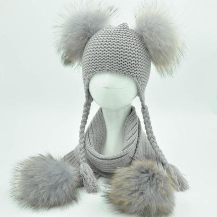 Ensemble bonnet et écharpe pour enfant - Gris clair 1 - Enfant | La boutique du chapeau