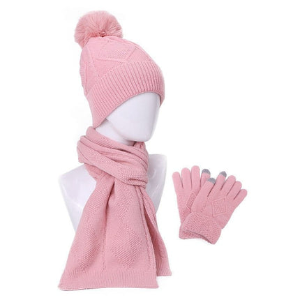 Ensemble bonnet et écharpe pour femme 3 pièces - Rose - Adulte | La boutique du chapeau