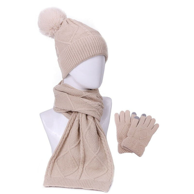 Ensemble bonnet et écharpe pour femme 3 pièces - Violet - Adulte | La boutique du chapeau