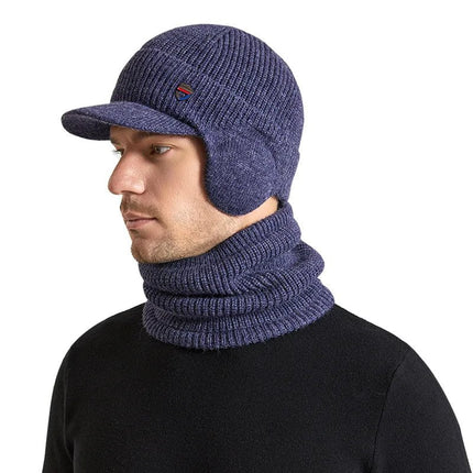 Ensemble bonnet et écharpe pour homme - Bleu - Ajustable (du 54 au 59) | La boutique du chapeau
