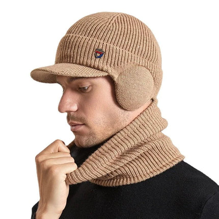 Ensemble bonnet et écharpe pour homme - Kaki - Ajustable (du 54 au 59) | La boutique du chapeau
