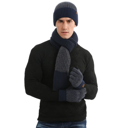Ensemble bonnet gants et écharpe en laine - Bleu - Adulte | La boutique du chapeau