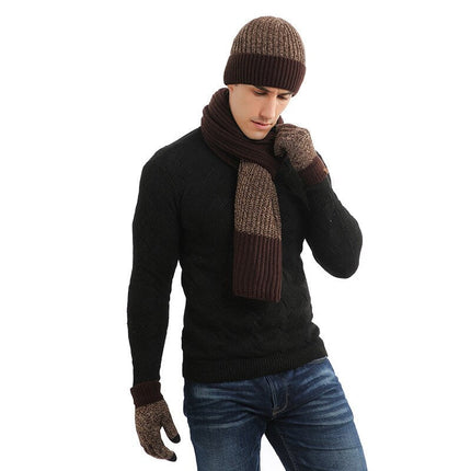 Ensemble bonnet gants et écharpe en laine - Café - Adulte | La boutique du chapeau