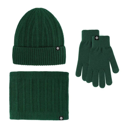 Ensemble bonnet gants et écharpe en velours - Vert - Ajustable (du 54 au 59) | La boutique du chapeau