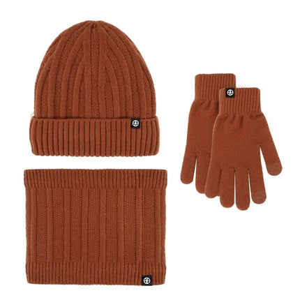 Ensemble bonnet gants et écharpe en velours - Orange - Ajustable (du 54 au 59) | La boutique du chapeau