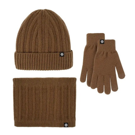 Ensemble bonnet gants et écharpe en velours - Marron - Ajustable (du 54 au 59) | La boutique du chapeau