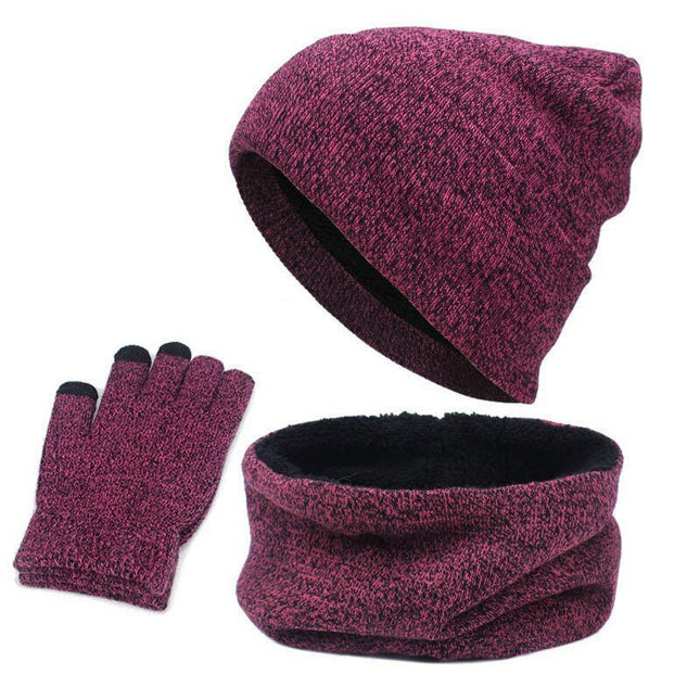 Ensemble de gants, chapeau et écharpe - Bordeau - Adulte | La boutique du chapeau