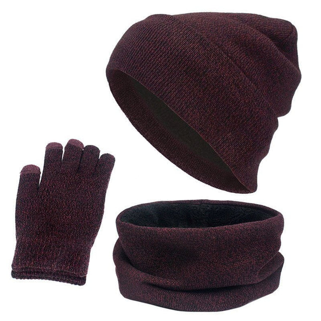 Ensemble de gants, chapeau et écharpe - Bordeau - Adulte | La boutique du chapeau