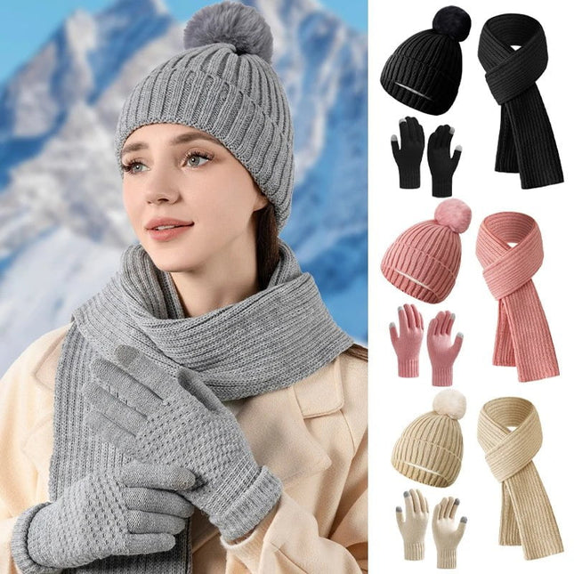 Ensemble hiver femme - Gris - Ajustable (du 54 au 59) | La boutique du chapeau