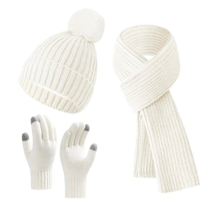 Ensemble hiver femme - Blanc - Ajustable (du 54 au 59) | La boutique du chapeau