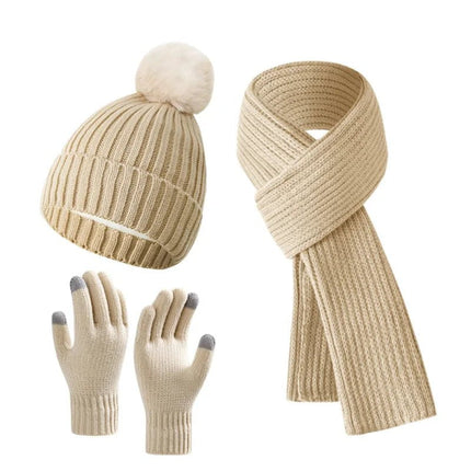 Ensemble hiver femme - Beige - Ajustable (du 54 au 59) | La boutique du chapeau
