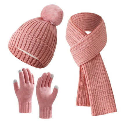 Ensemble hiver femme - Rose - Ajustable (du 54 au 59) | La boutique du chapeau
