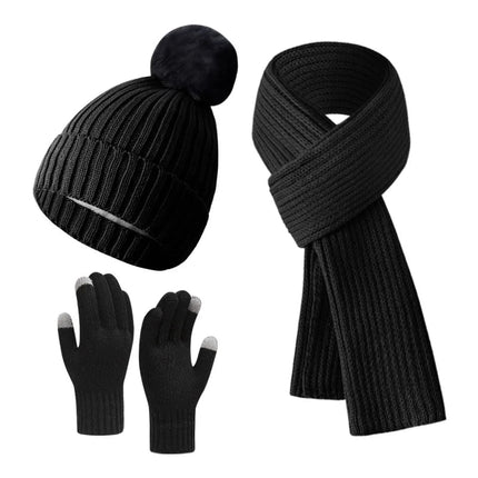 Ensemble hiver femme - Noir - Ajustable (du 54 au 59) | La boutique du chapeau