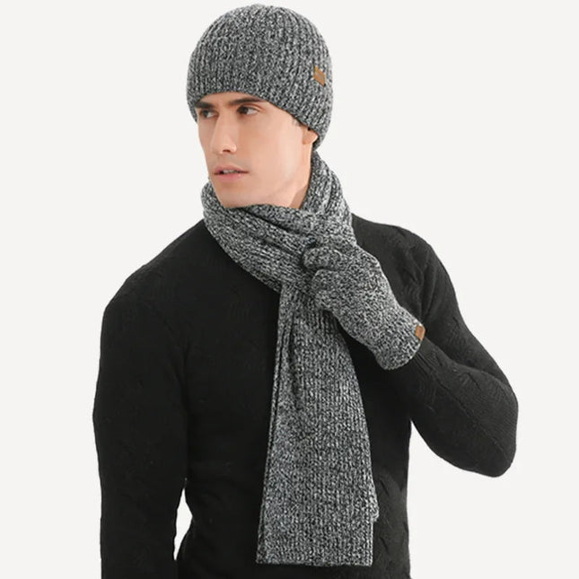Ensemble homme bonnet écharpe et gants - Noir - Ajustable (du 54 au 59) | La boutique du chapeau