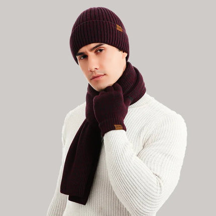 Ensemble homme bonnet écharpe et gants - Noir - Ajustable (du 54 au 59) | La boutique du chapeau