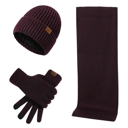 Ensemble homme bonnet écharpe et gants - Bordeau - Ajustable (du 54 au 59) | La boutique du chapeau