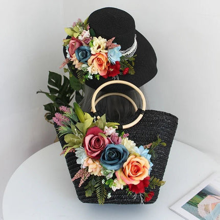Ensemble sac et chapeau noir style bohème - Chapeau noir - M (56 - 58cm) | La boutique du chapeau