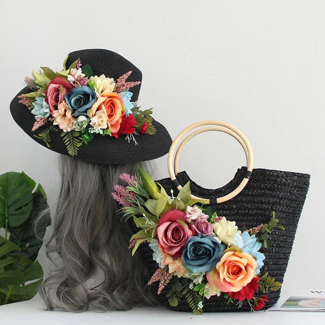Ensemble sac et chapeau noir style bohème - Chapeau noir - M (56 - 58cm) | La boutique du chapeau