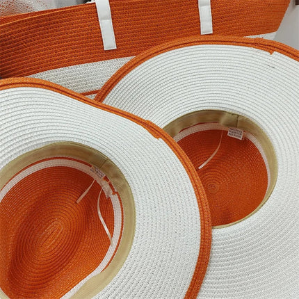 Ensemble sac et chapeaux de paille - Orange - M (56 - 58cm) | La boutique du chapeau