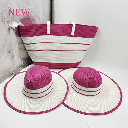 Ensemble sac et chapeaux de paille - Violet - M (56 - 58cm) | La boutique du chapeau