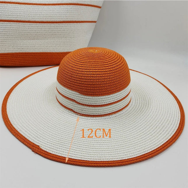 Ensemble sac et chapeaux de paille - Orange - M (56 - 58cm) | La boutique du chapeau