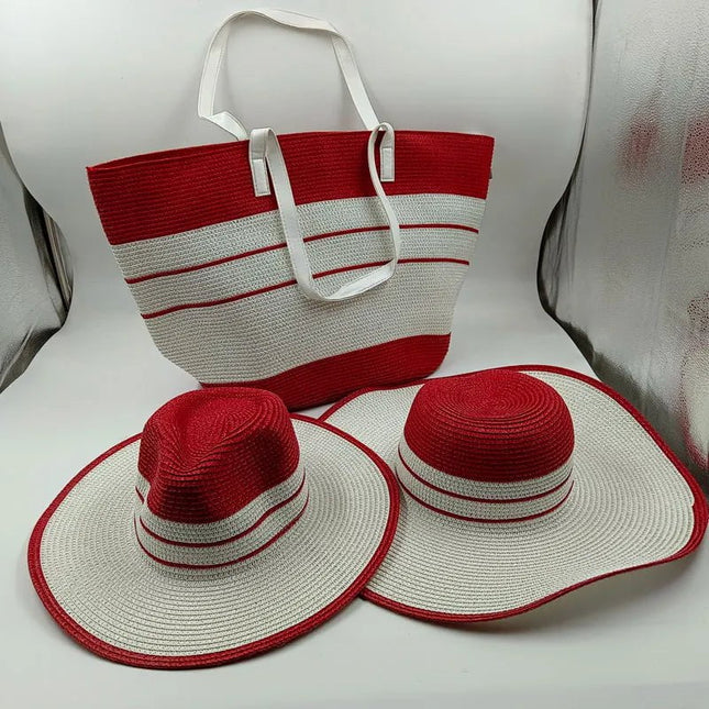 Ensemble sac et deux chapeaux Bordeau et blanc - M (56 - 58cm) - | La boutique du chapeau