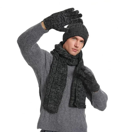 Ensemble tricoté bonnet écharpe et gants - Café - Ajustable (du 54 au 59) | La boutique du chapeau