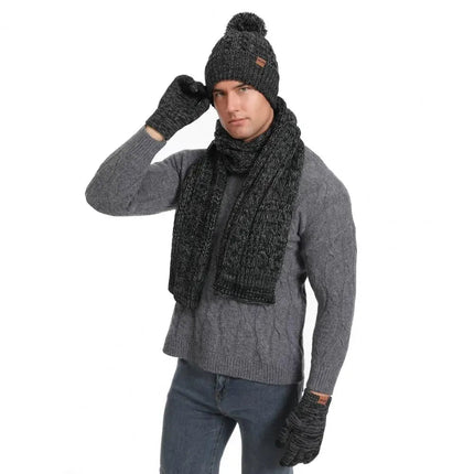 Ensemble tricoté bonnet écharpe et gants - Café - Ajustable (du 54 au 59) | La boutique du chapeau