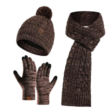 Ensemble tricoté bonnet écharpe et gants - Bleu marine - Ajustable (du 54 au 59) | La boutique du chapeau