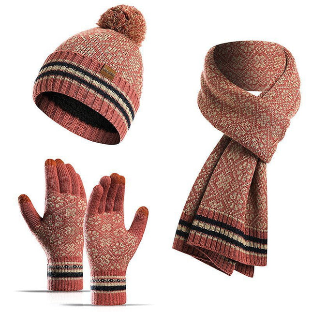 Ensemble trois pièces, écharpe, gants, bonnet - Rouge - Adulte | La boutique du chapeau