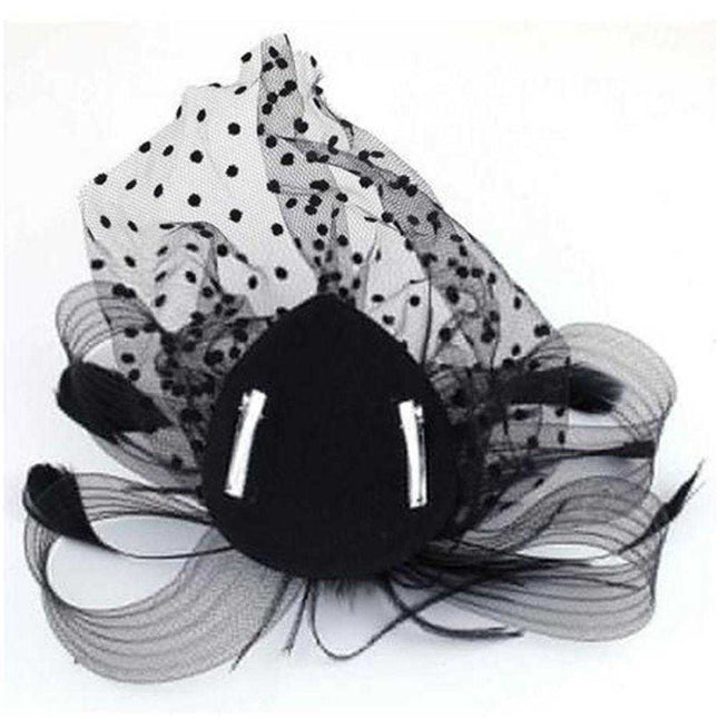 Fascinateur en filet et plume - Noir - | La boutique du chapeau