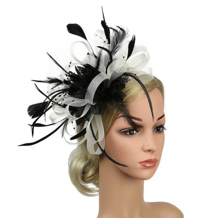 Fascinator à Plume et Fleur - Blanc - | La boutique du chapeau