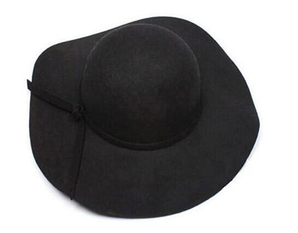 Fedora vintage en Laine à Large Bord - Noir - M (56 - 58cm) | La boutique du chapeau