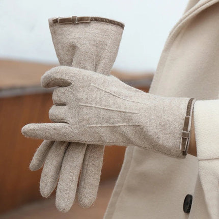 Gants en cachemire simples et élégants - Khaki - Ajustable ( 6 ½ à 8 ) | La boutique du chapeau