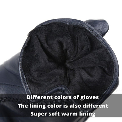 Gants en cuir de haute qualité - Bleu foncé - S - 6 ½ | La boutique du chapeau