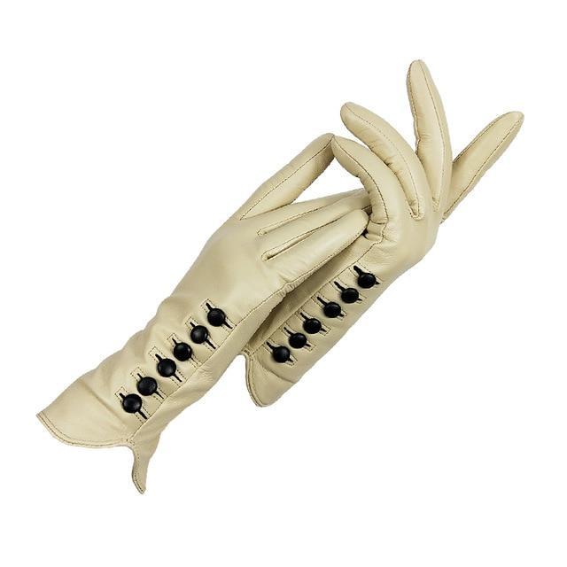 Gants En Cuir Véritable Hiver Automne Dames - Blanc - M - 7 | La boutique du chapeau
