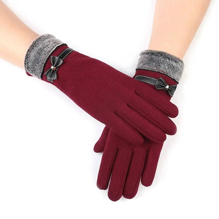 Gants épais en velours - Rouge - Ajustable ( 6 ½ à 8 ) | La boutique du chapeau