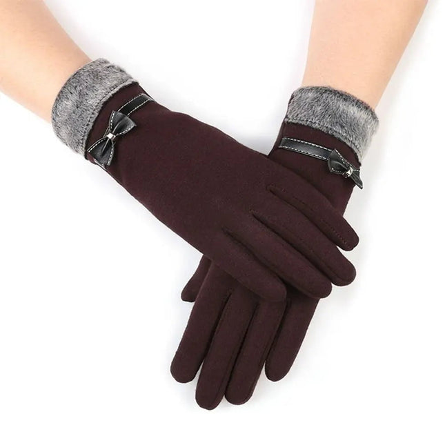 Gants épais en velours - Marron - Ajustable ( 6 ½ à 8 ) | La boutique du chapeau