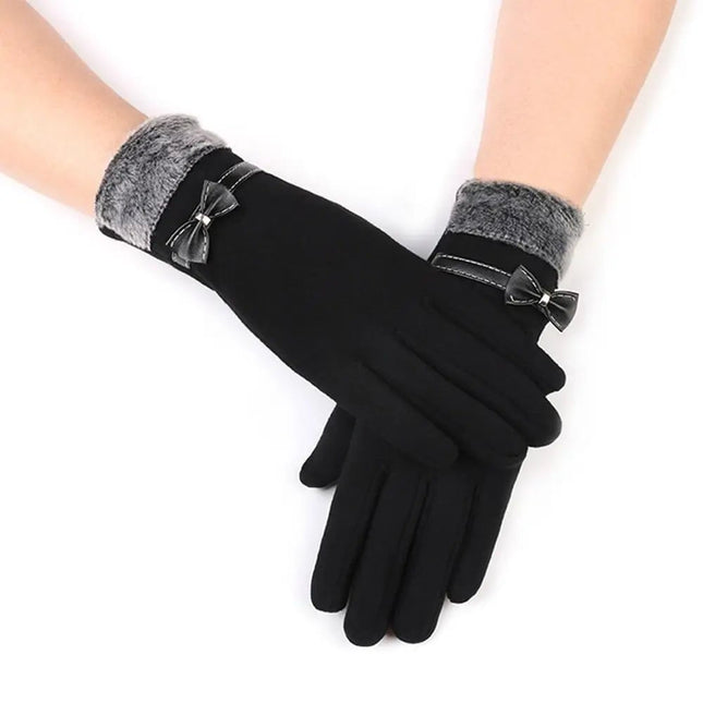 Gants épais en velours - Noir - Ajustable ( 6 ½ à 8 ) | La boutique du chapeau