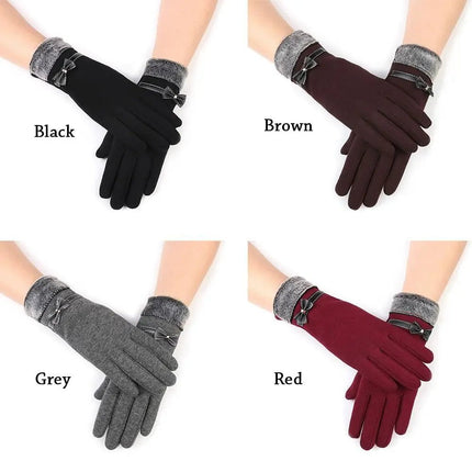 Gants épais en velours - Rouge - Ajustable ( 6 ½ à 8 ) | La boutique du chapeau