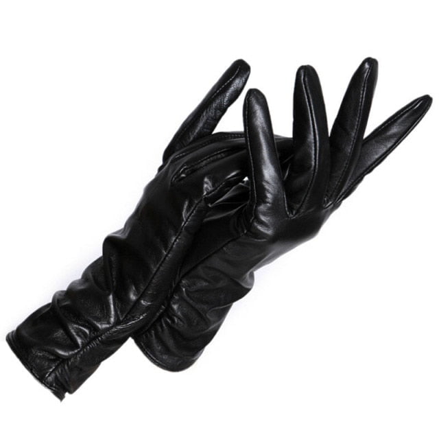 Gants longs en cuir véritable pour femme - Noir - S - 6 ½ | La boutique du chapeau