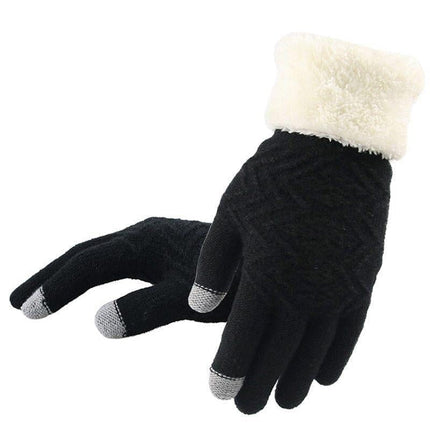 Gants Tactile d'hiver tricotés pour femmes - Noir - Ajustable ( 6 ½ à 8 ) | La boutique du chapeau
