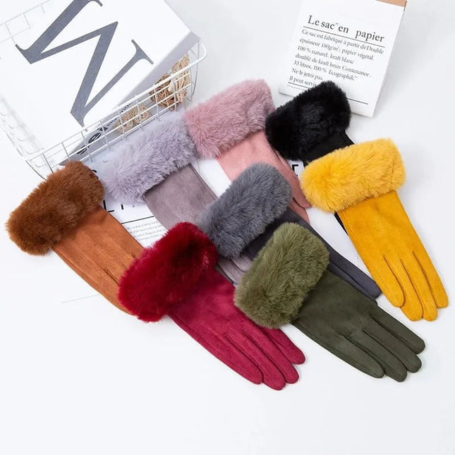 Gants velours épais - Rose - Ajustable ( 6 ½ à 8 ) | La boutique du chapeau
