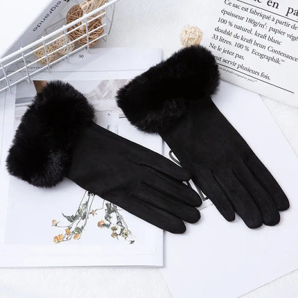 Gants velours épais - Noir - Ajustable ( 6 ½ à 8 ) | La boutique du chapeau