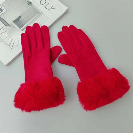 Gants velours épais - Rouge - Ajustable ( 6 ½ à 8 ) | La boutique du chapeau