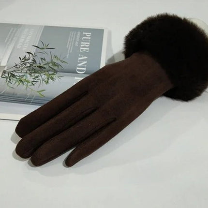 Gants velours épais - Café foncé - Ajustable ( 6 ½ à 8 ) | La boutique du chapeau