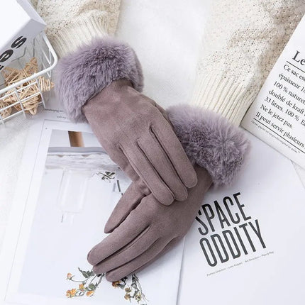 Gants velours épais - Gris clair - Ajustable ( 6 ½ à 8 ) | La boutique du chapeau