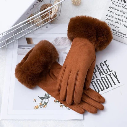 Gants velours épais - Marron - Ajustable ( 6 ½ à 8 ) | La boutique du chapeau